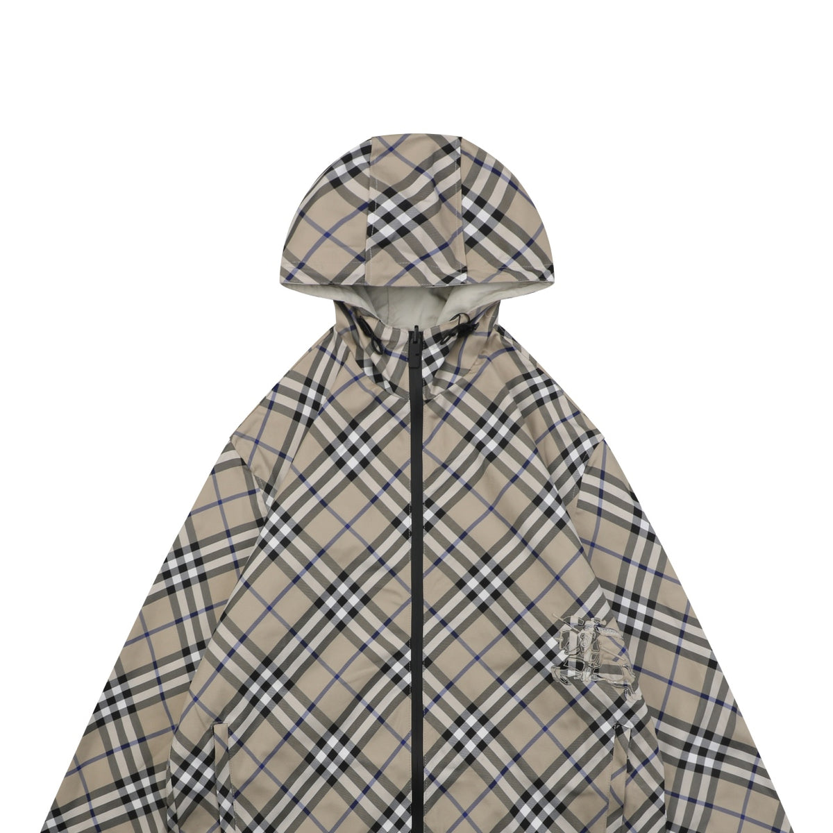 Burberry Reversible Vintage Check Diagonal Jacquard Hooded Jacket | Stone Taupe