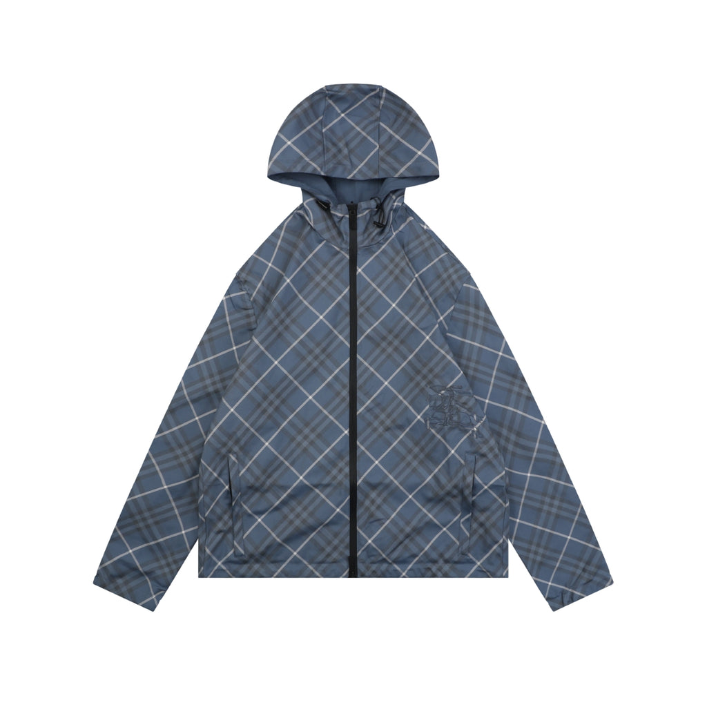 Louis Vuitton Reversible Monogram Diagonal Diamond Grid Jacquard Hooded Jacket | Blue