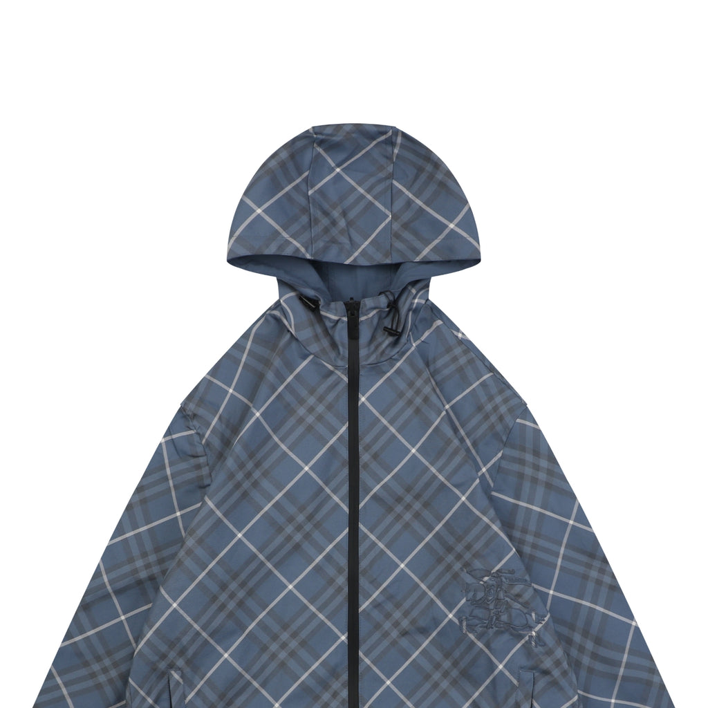 Louis Vuitton Reversible Monogram Diagonal Diamond Grid Jacquard Hooded Jacket | Blue