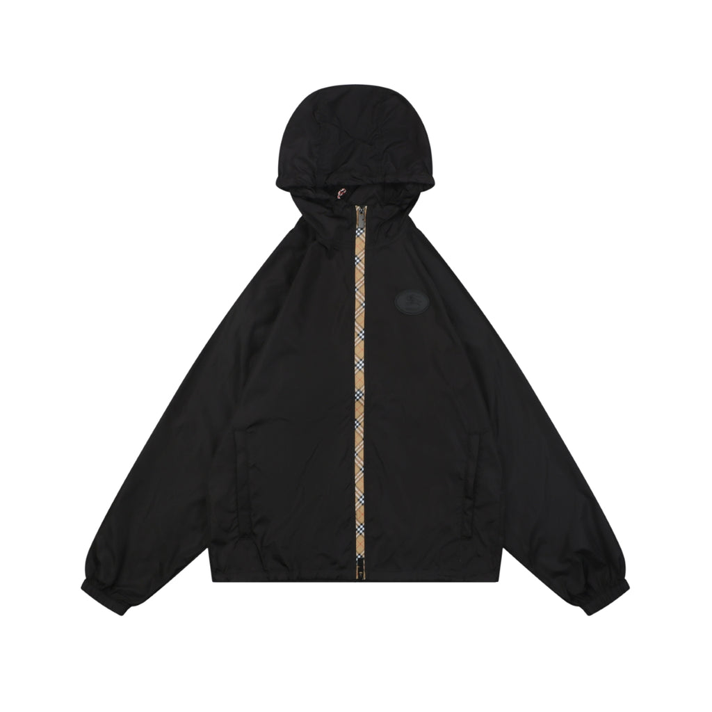 Burberry Vintage Check Placket Zip Sun Protection Hooded Jacket | Black