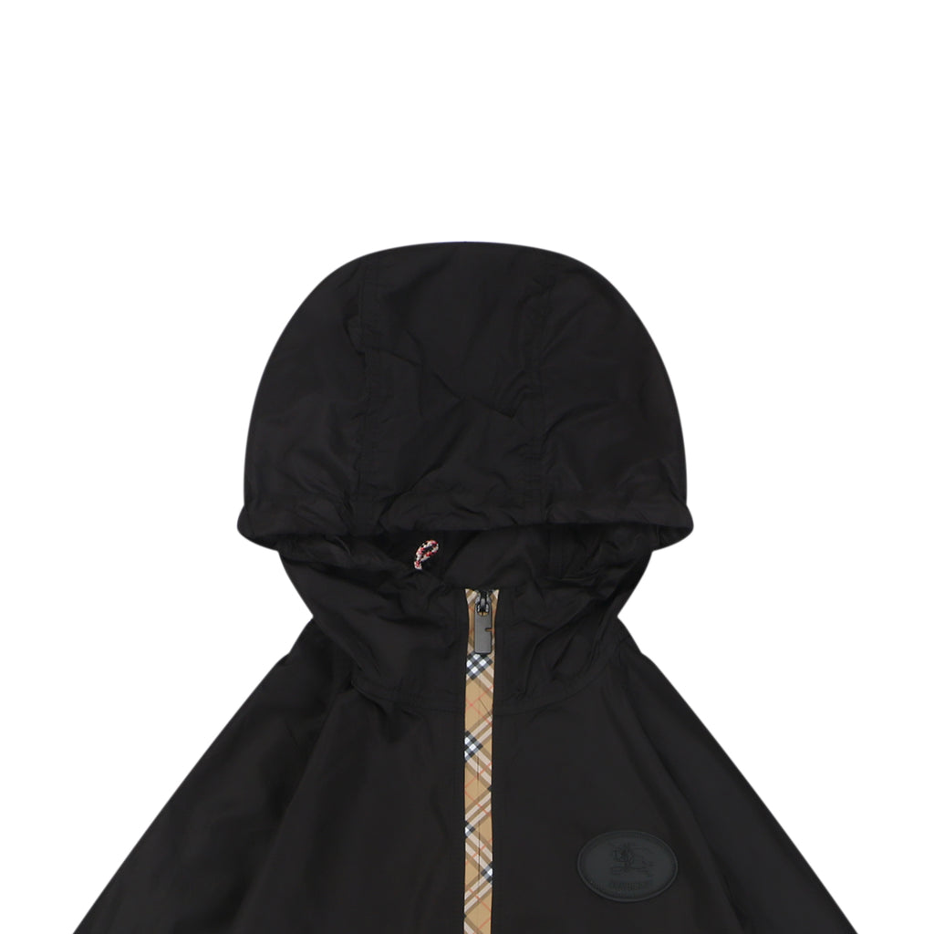 Burberry Vintage Check Placket Zip Sun Protection Hooded Jacket | Black