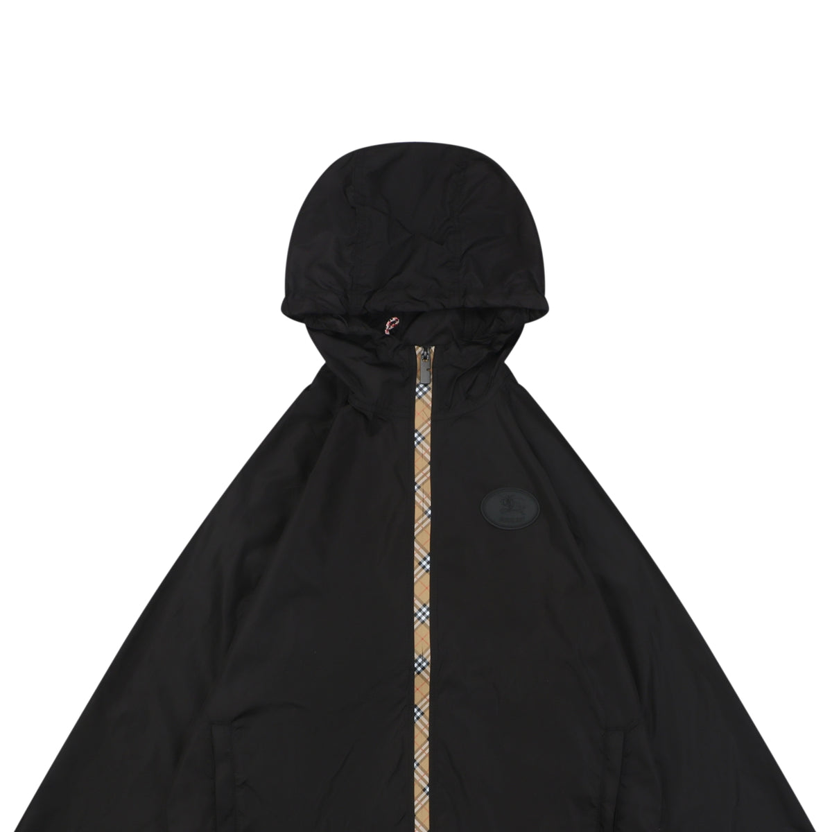 Burberry Vintage Check Placket Zip Sun Protection Hooded Jacket | Black