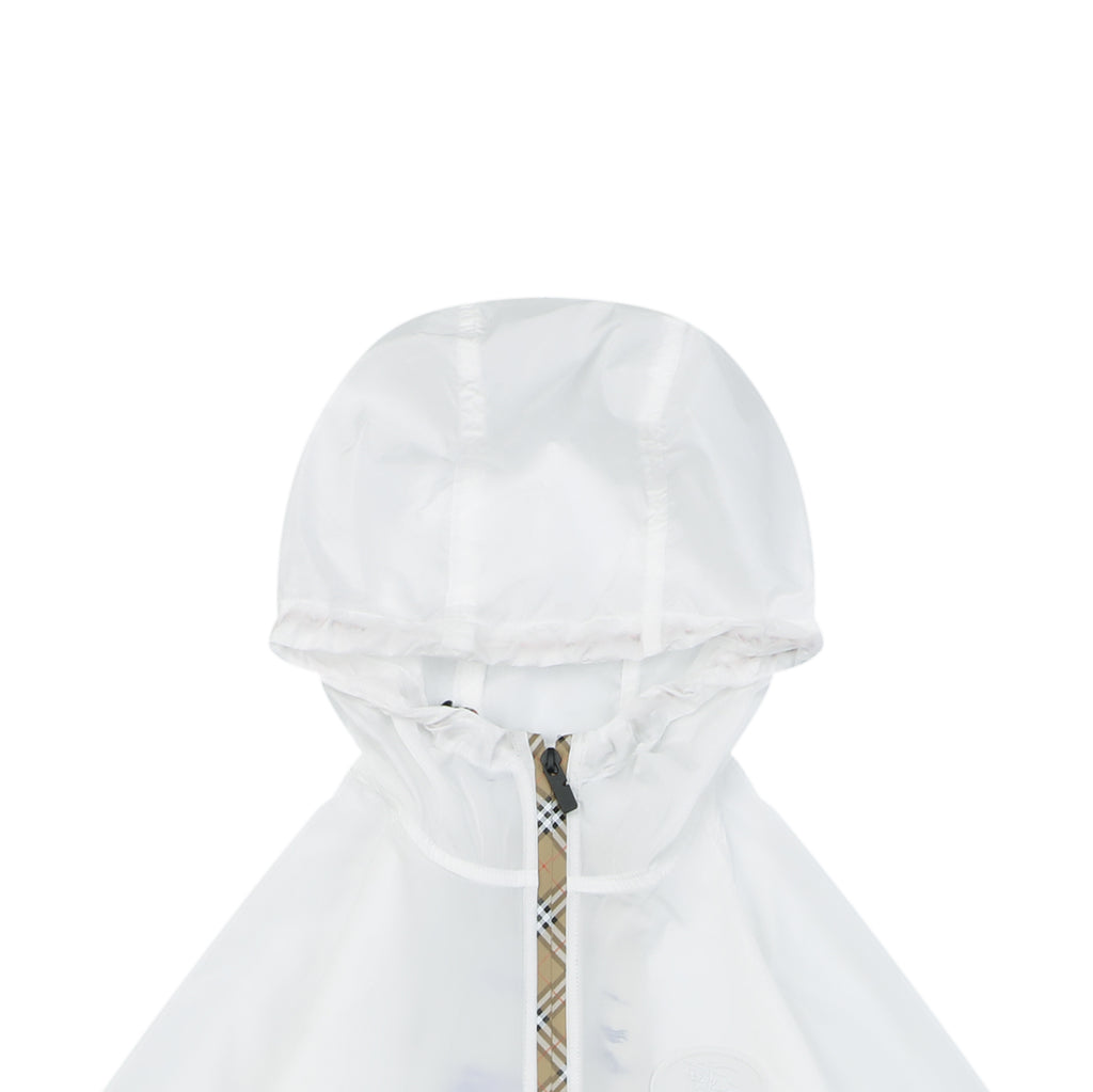 Burberry Vintage Check Placket Zip Sun Protection Hooded Jacket | White