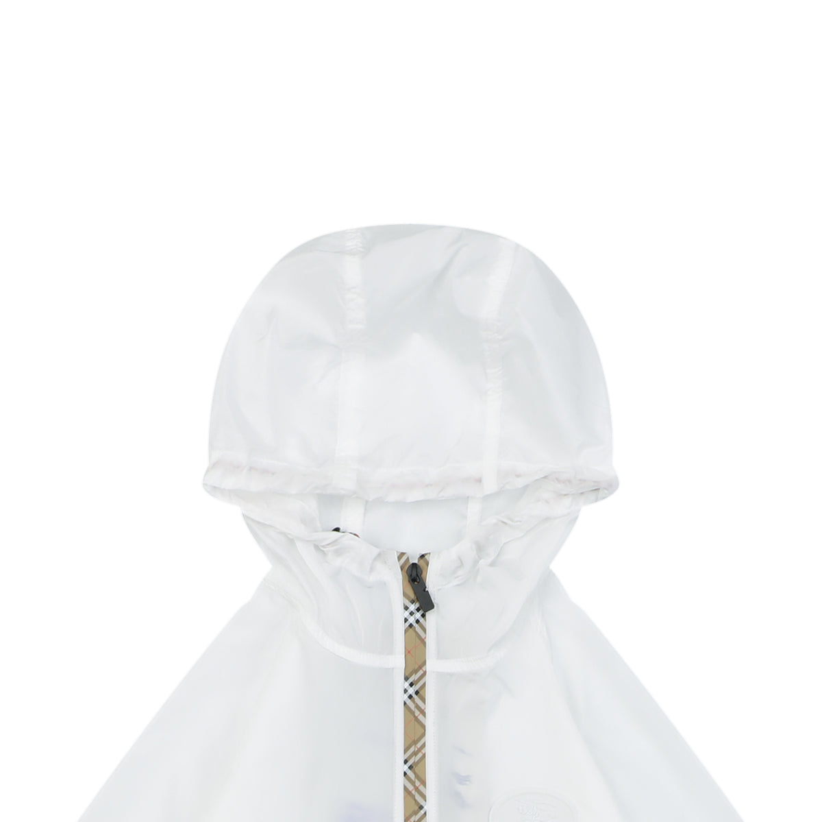 Burberry Vintage Check Placket Zip Sun Protection Hooded Jacket | White