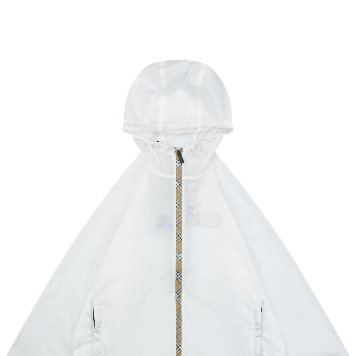 Burberry Vintage Check Placket Zip Sun Protection Hooded Jacket | White