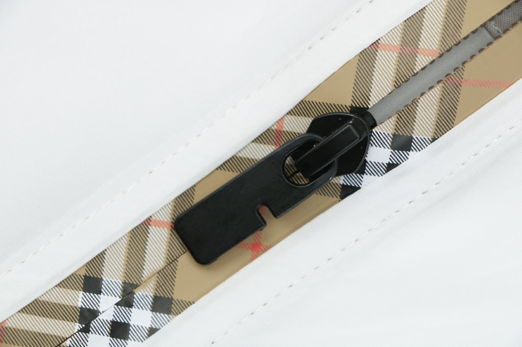 Burberry Vintage Check Placket Zip Sun Protection Hooded Jacket | White