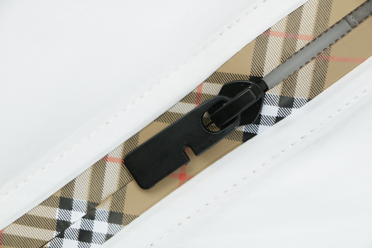 Burberry Vintage Check Placket Zip Sun Protection Hooded Jacket | White