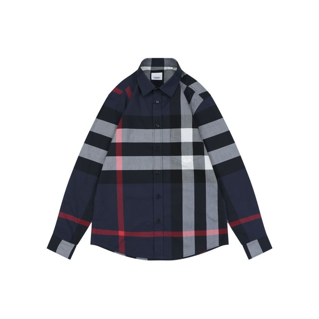Burberry Oversized Check Long Sleeve Shirt | Navy