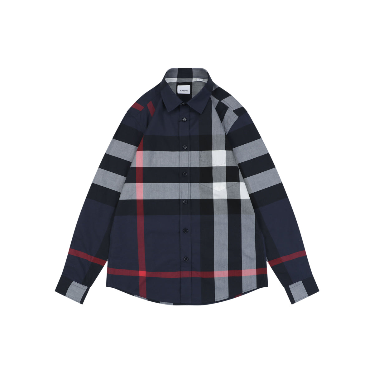 Burberry Oversized Check Long Sleeve Shirt | Navy