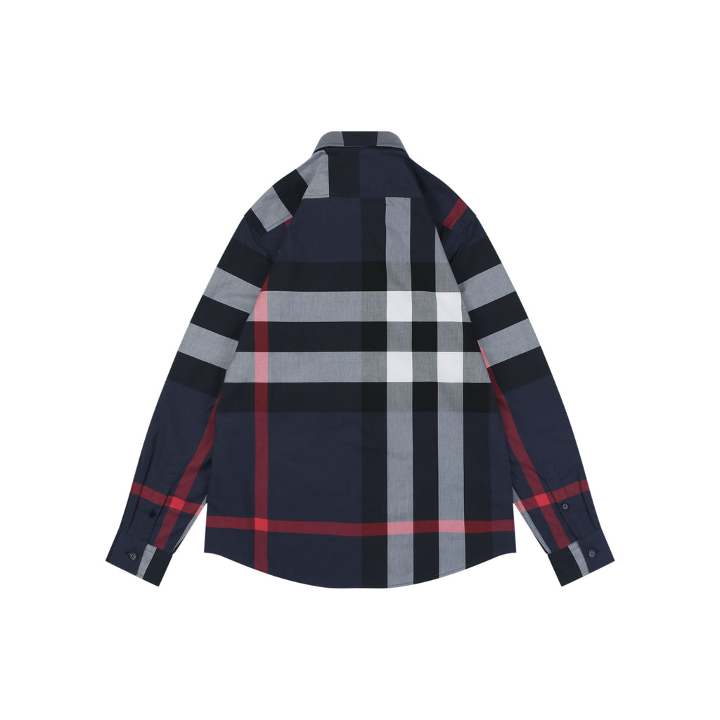 Burberry Oversized Check Long Sleeve Shirt | Navy