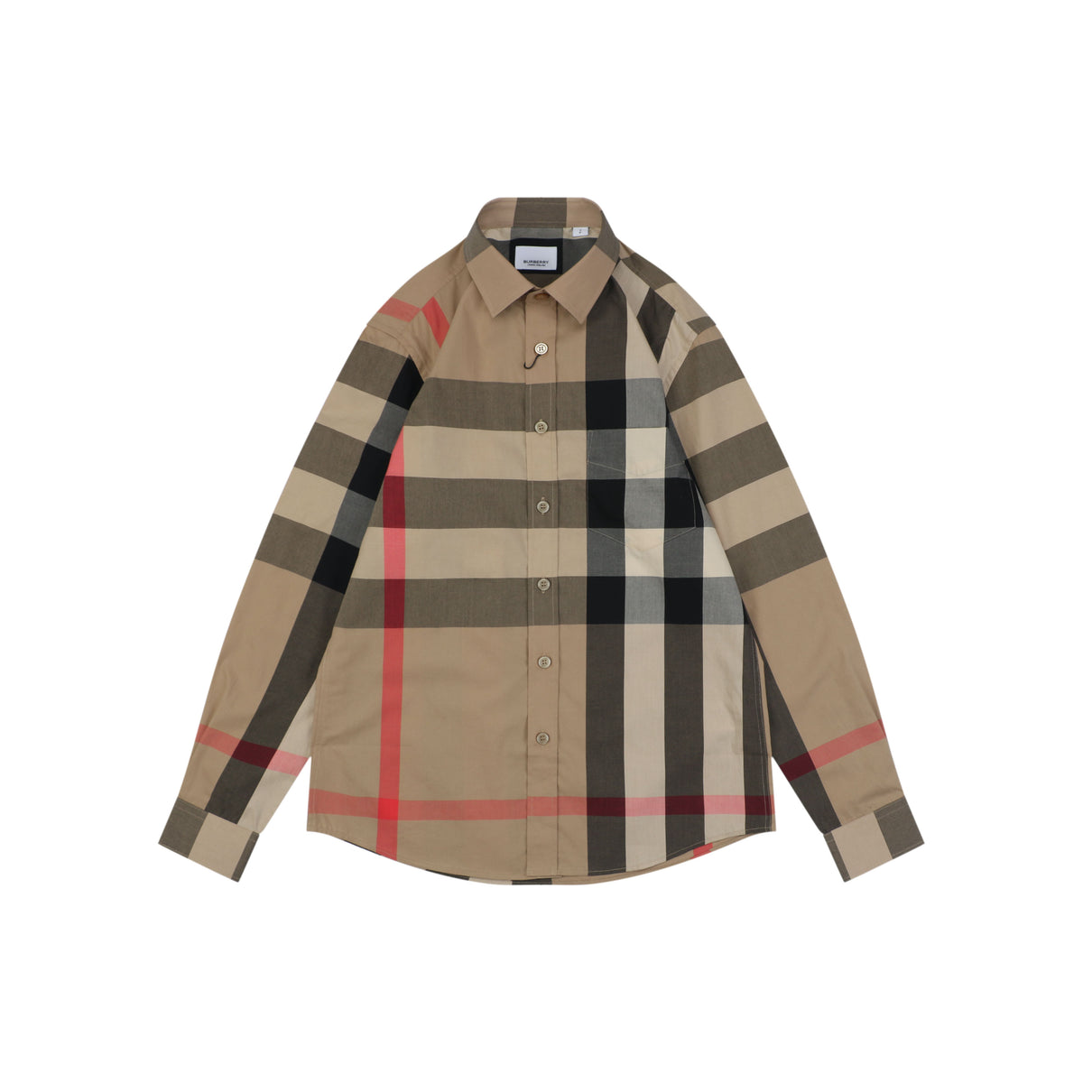 Burberry Oversized Check Long Sleeve Shirt | Camel