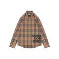 Burberry Vintage Check Oversized Logo Hem Long Sleeve Shirt | Camel