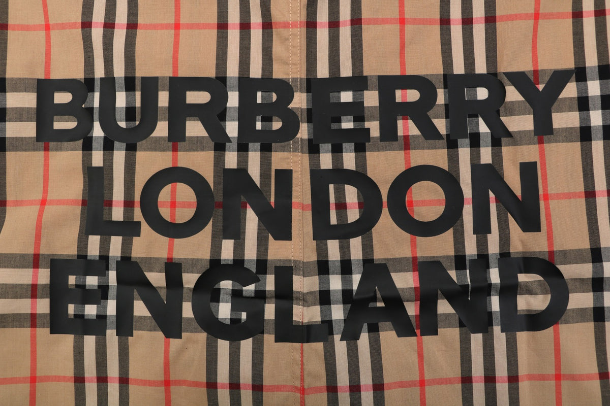 Burberry Vintage Check Oversized Logo Hem Long Sleeve Shirt | Camel