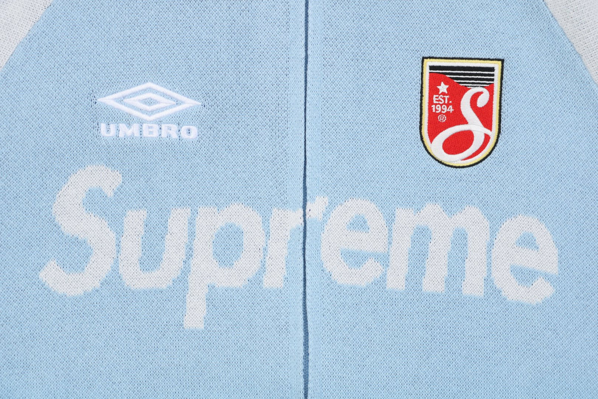 Supreme × Umbro FW25 Football Sweatshirt | Sky Blue / White