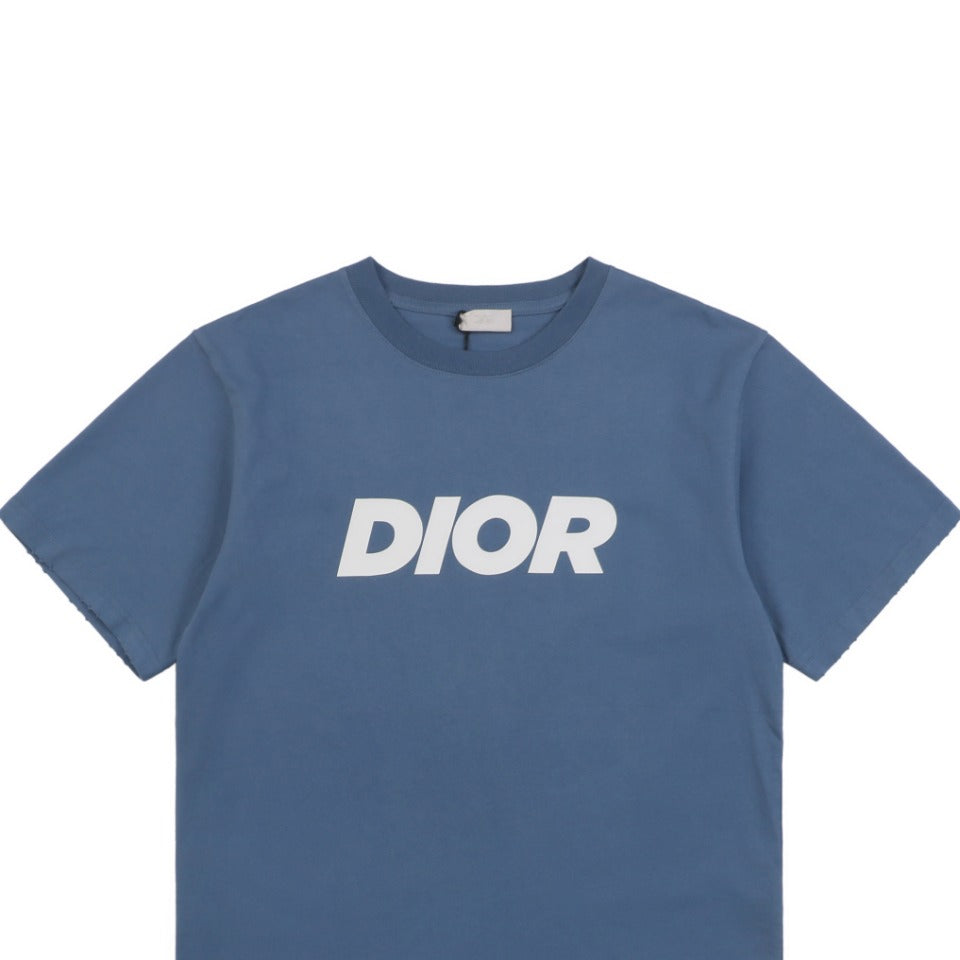 Dior 24SS Oversized Logo Print T-Shirt | Slate Blue