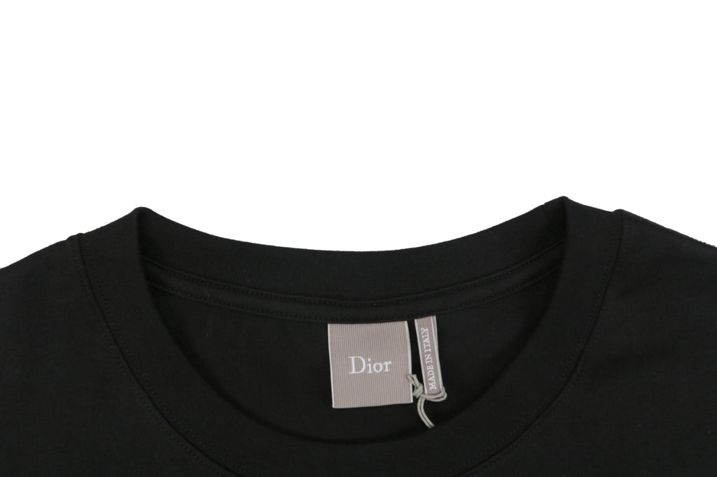 Dior Tonal Jacquard Logo Embroidered T-Shirt | Black