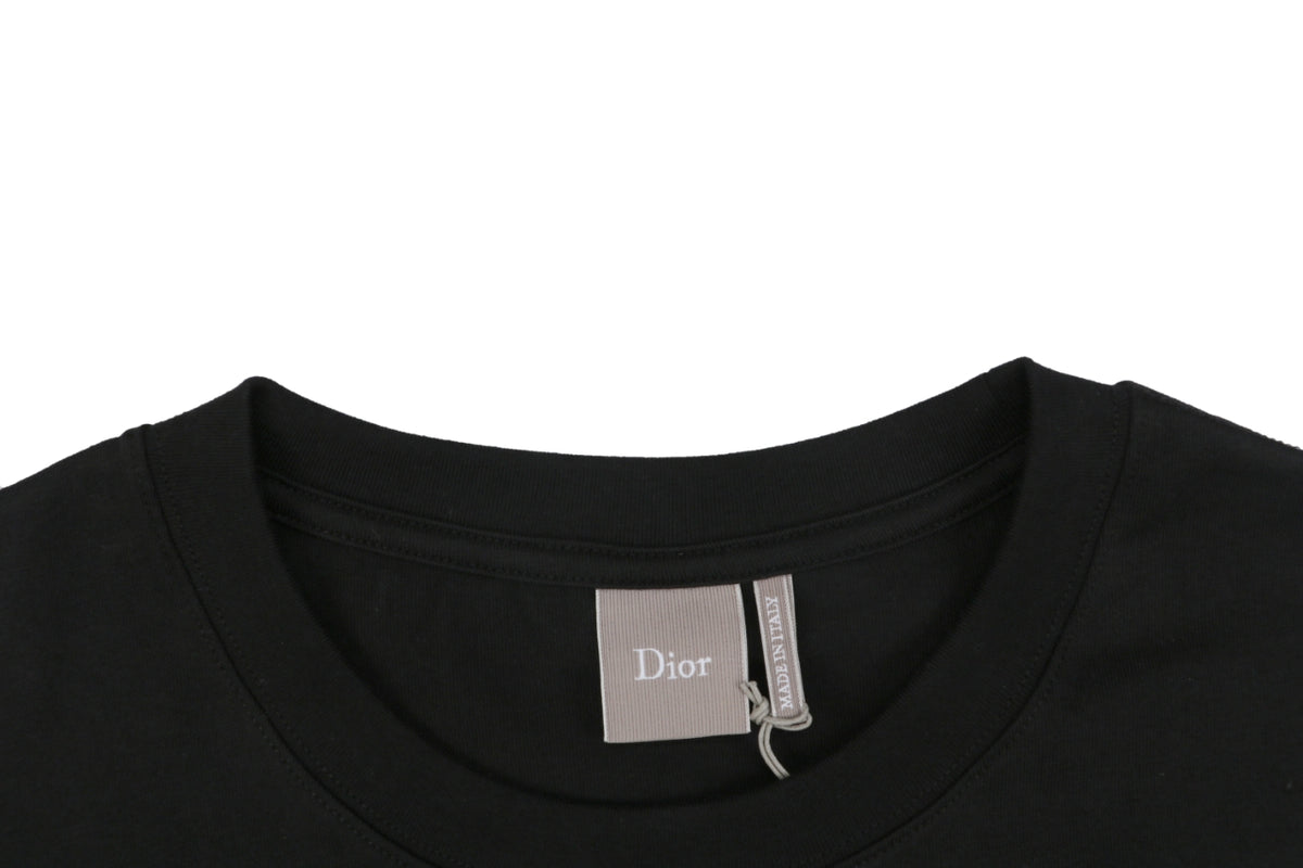 Dior Tonal Jacquard Logo Embroidered T-Shirt | Black