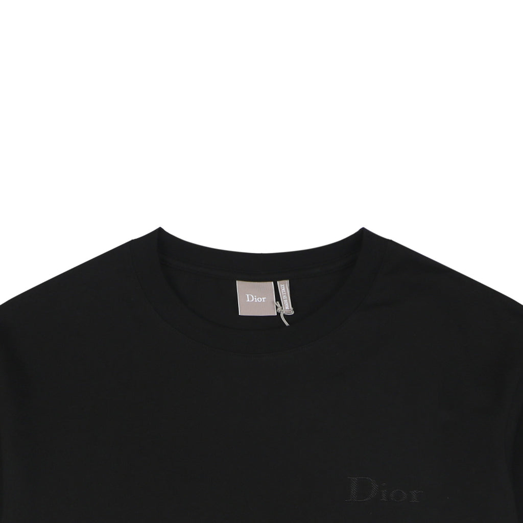 Dior Tonal Jacquard Logo Embroidered T-Shirt | Black