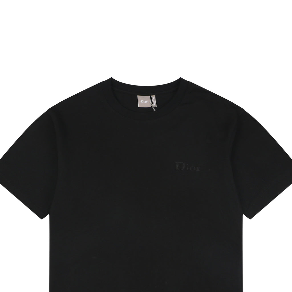 Dior Tonal Jacquard Logo Embroidered T-Shirt | Black