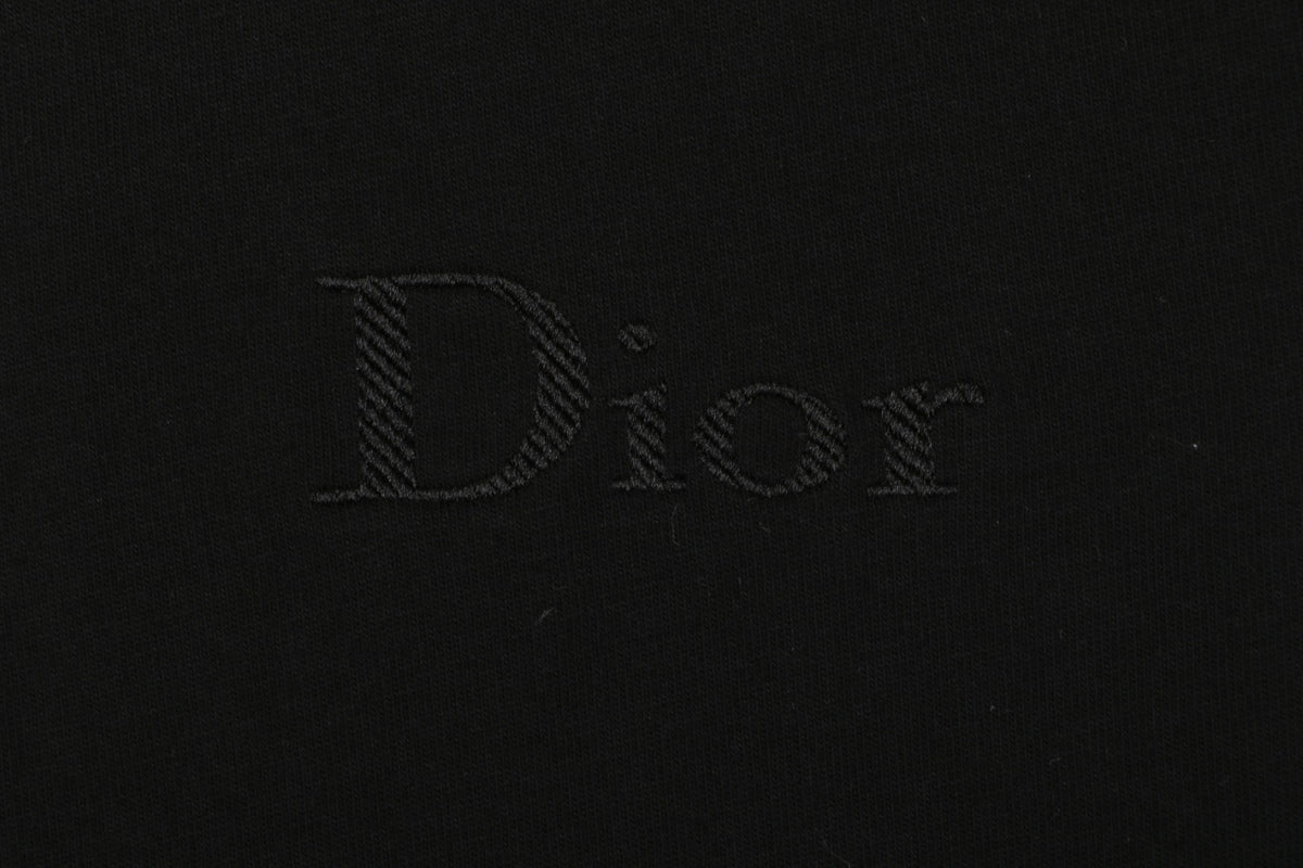 Dior Tonal Jacquard Logo Embroidered T-Shirt | Black