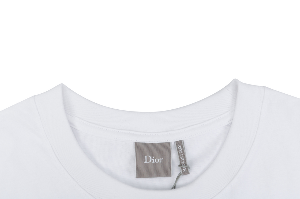 Dior Tonal Jacquard Logo Embroidered T-Shirt | White