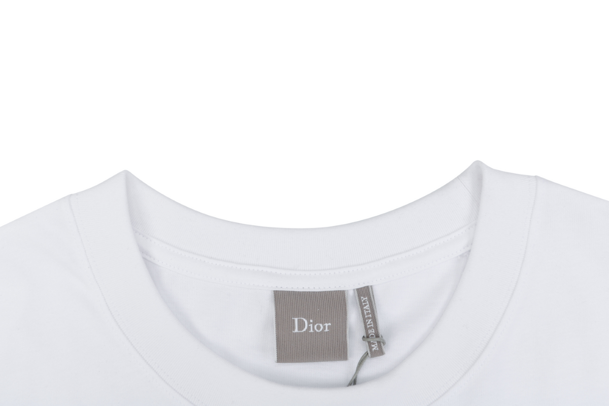Dior Tonal Jacquard Logo Embroidered T-Shirt | White