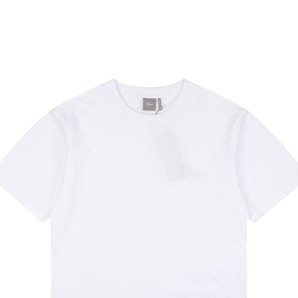 Dior Tonal Jacquard Logo Embroidered T-Shirt | White