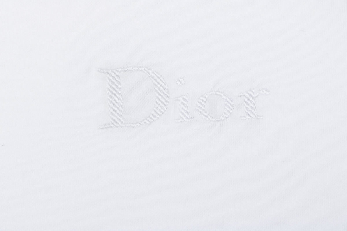 Dior Tonal Jacquard Logo Embroidered T-Shirt | White