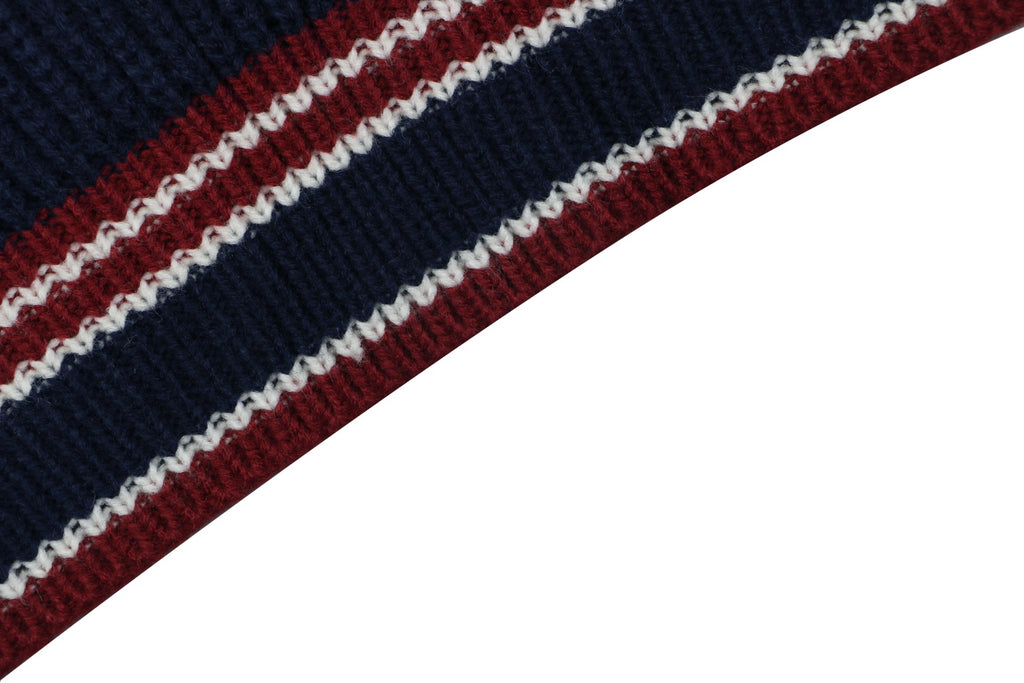 Miu Miu FW25 Colourblock Logo Patch Cardigan | Navy / Cream