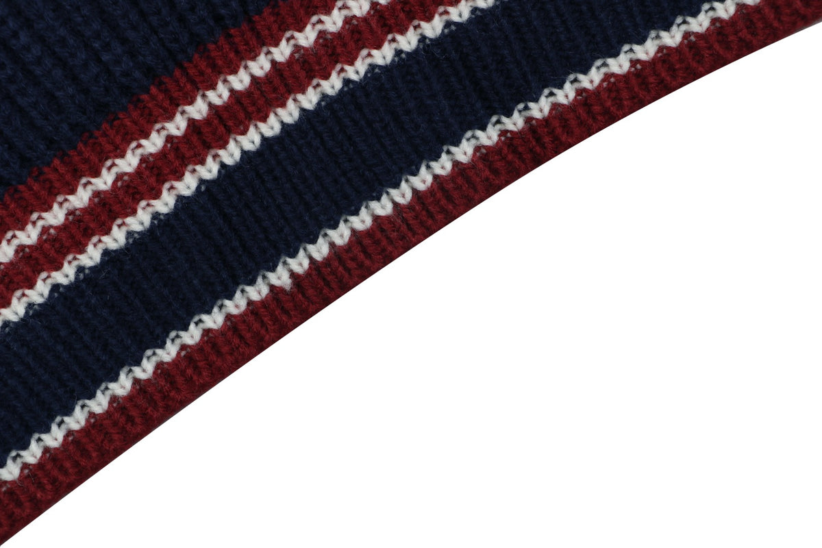 Miu Miu FW25 Colourblock Logo Patch Cardigan | Navy / Cream