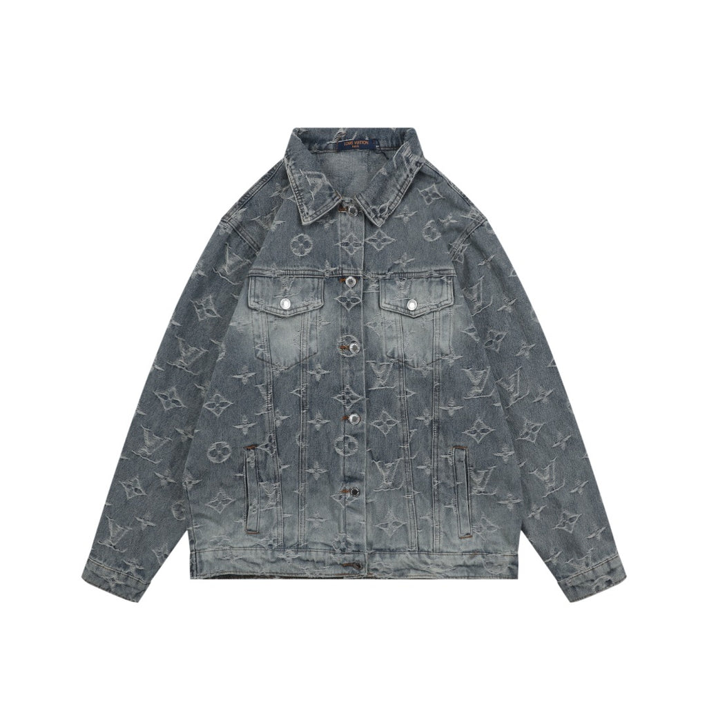 Louis Vuitton Washed Phantom Monogram Denim Jacket | Grey Blue