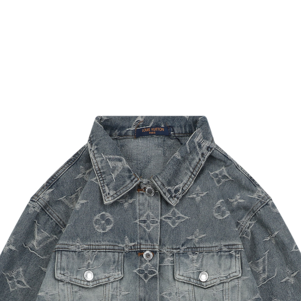 Louis Vuitton Washed Phantom Monogram Denim Jacket | Grey Blue