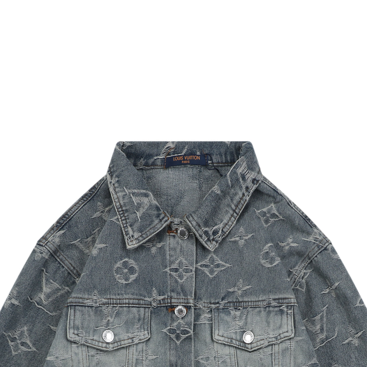 Louis Vuitton Washed Phantom Monogram Denim Jacket | Grey Blue