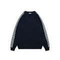 Dior Oblique Jacquard Tape Sleeve Stripe Crewneck Sweater | Navy
