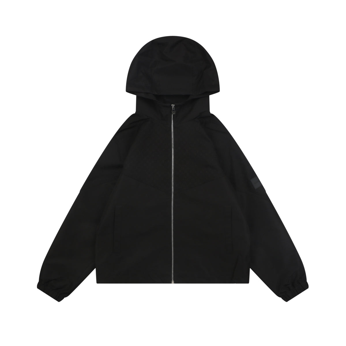 Louis Vuitton Half-Panel Tonal Monogram Zip Hooded Jacket | Black