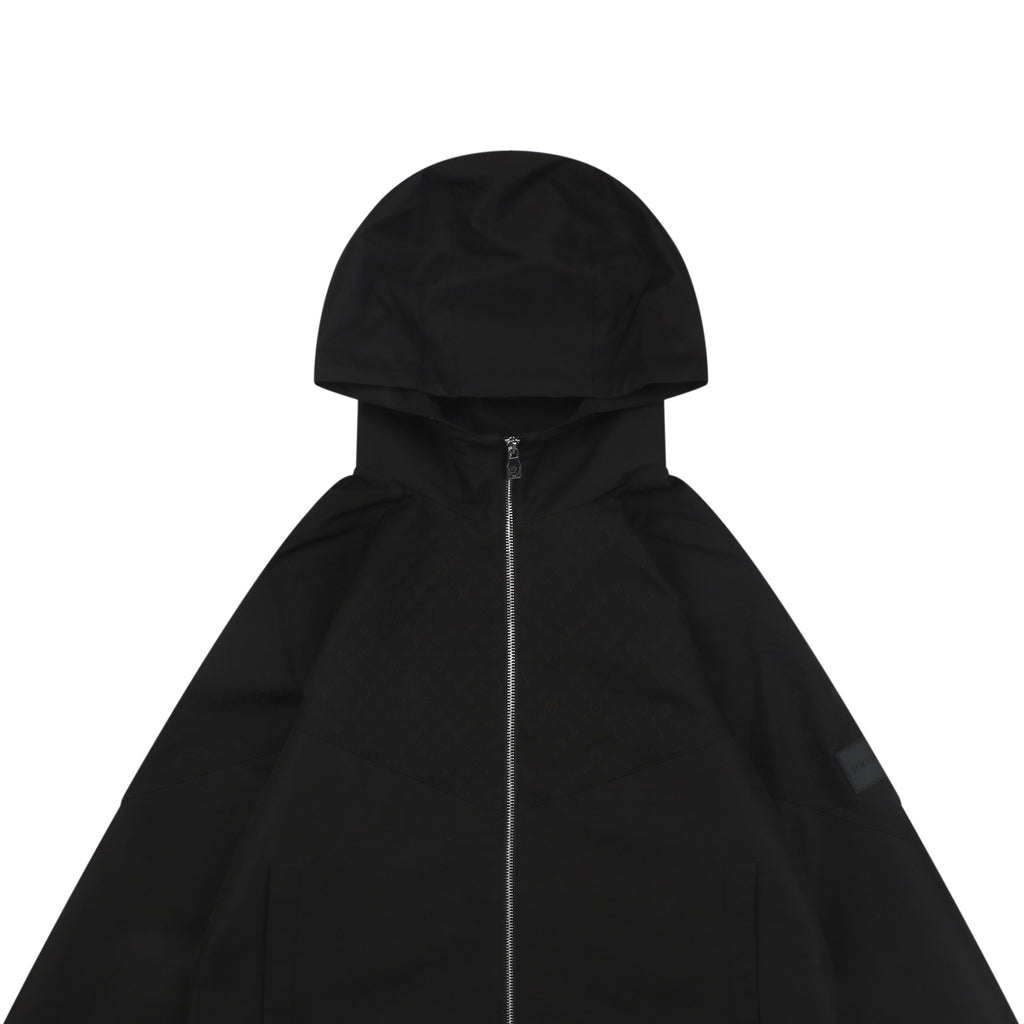 Louis Vuitton Half-Panel Tonal Monogram Zip Hooded Jacket | Black