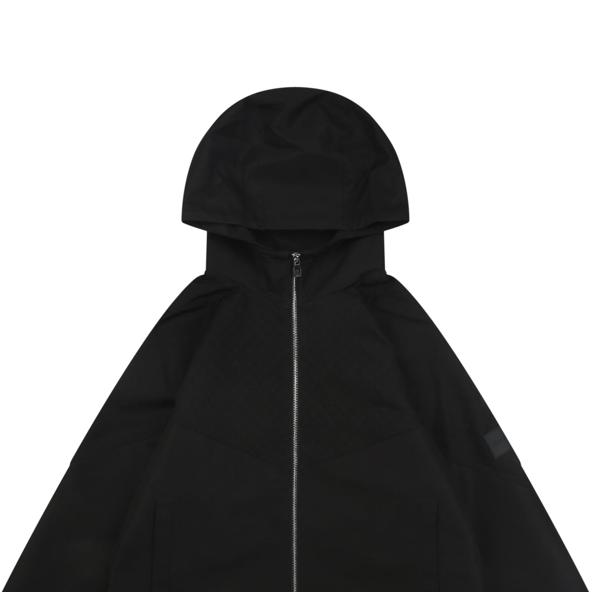 Louis Vuitton Half-Panel Tonal Monogram Zip Hooded Jacket | Black