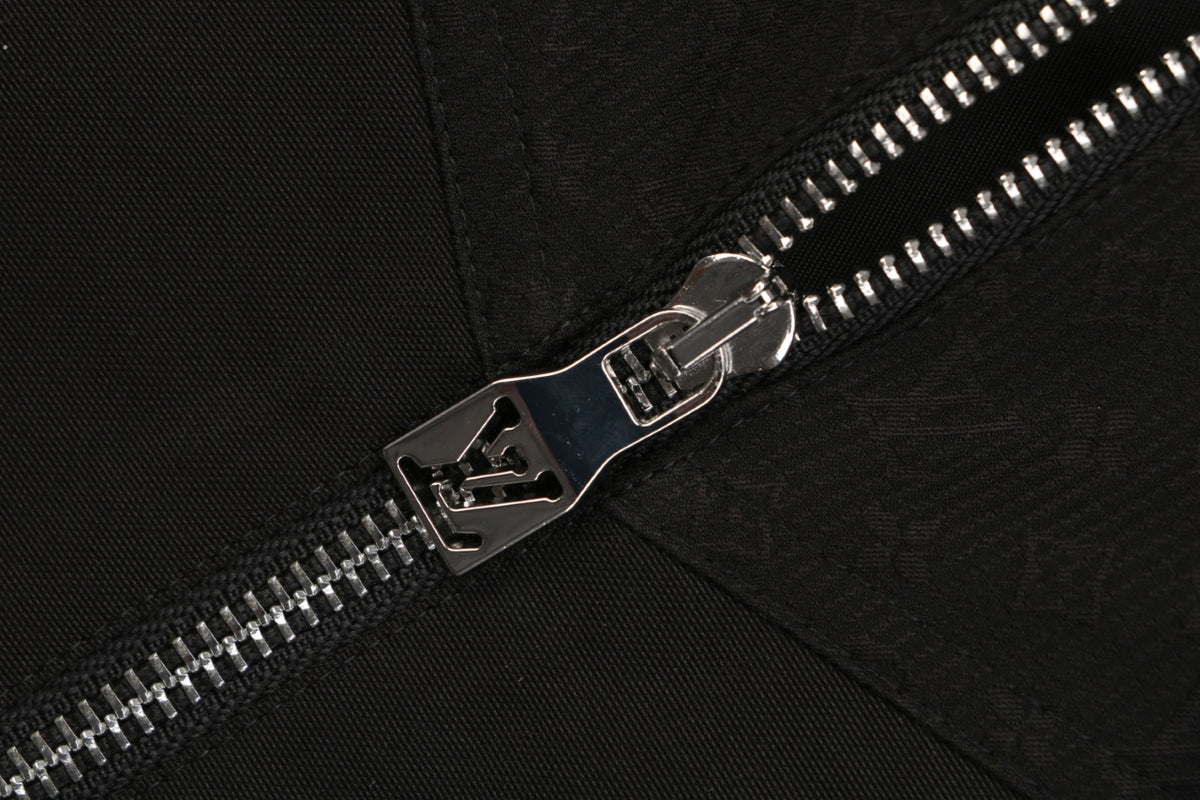 Louis Vuitton Half-Panel Tonal Monogram Zip Hooded Jacket | Black