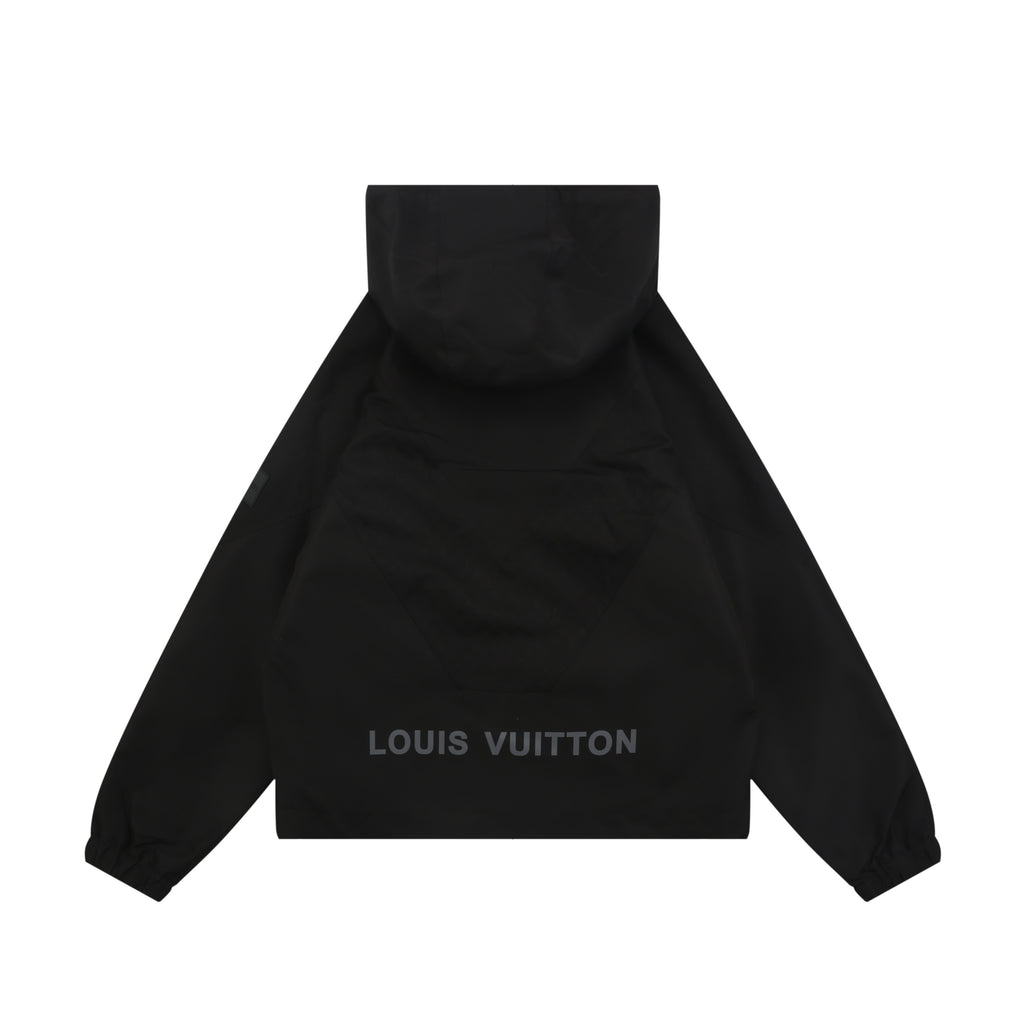 Louis Vuitton Half-Panel Tonal Monogram Zip Hooded Jacket | Black
