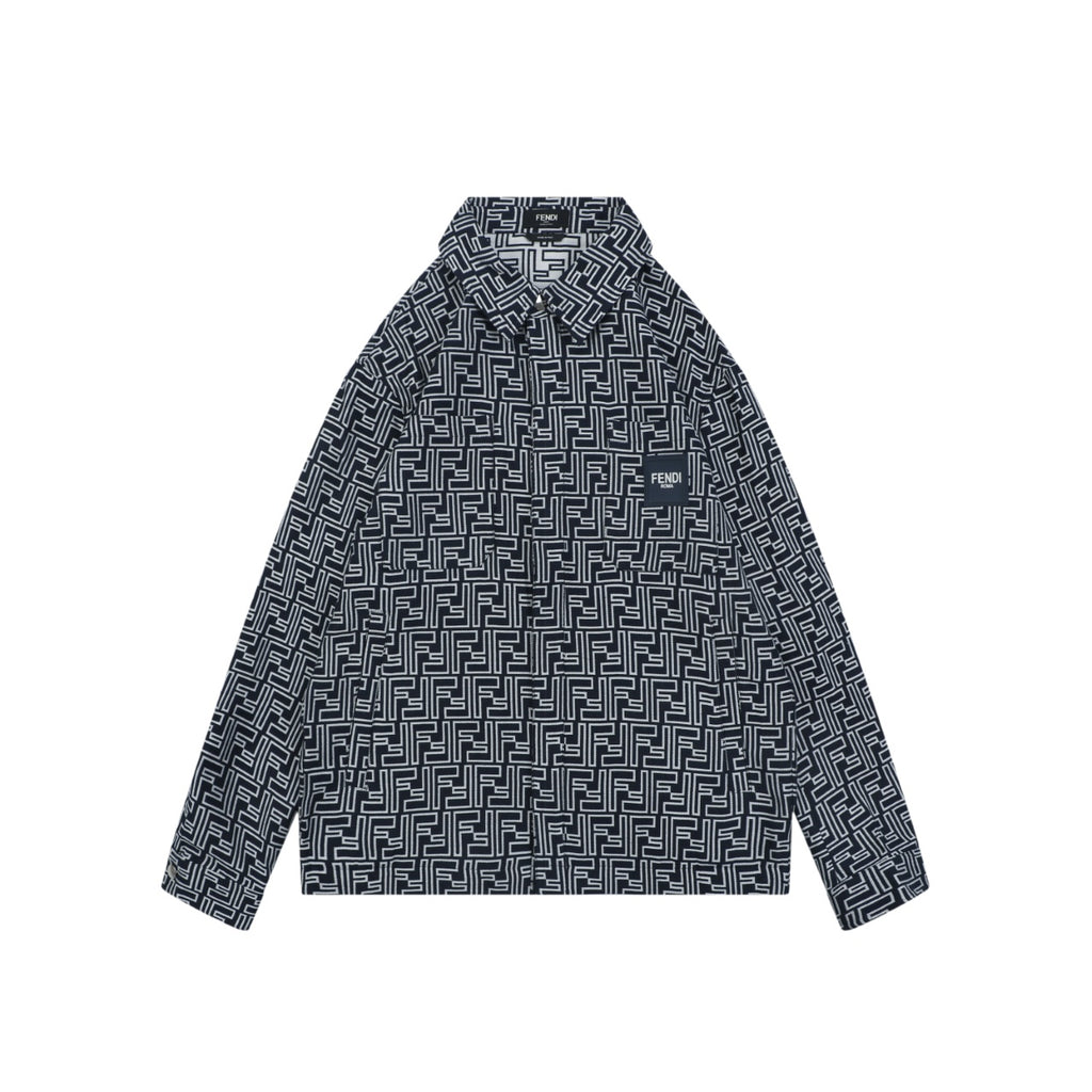 Fendi All-Over FF Monogram Perforated Print Jacket | Black / Cream