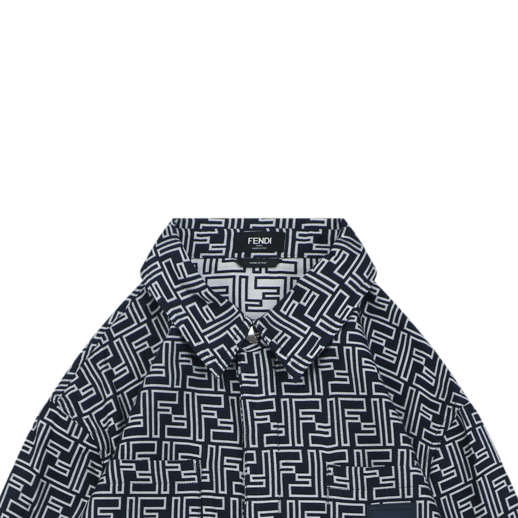 Fendi All-Over FF Monogram Perforated Print Jacket | Black / Cream