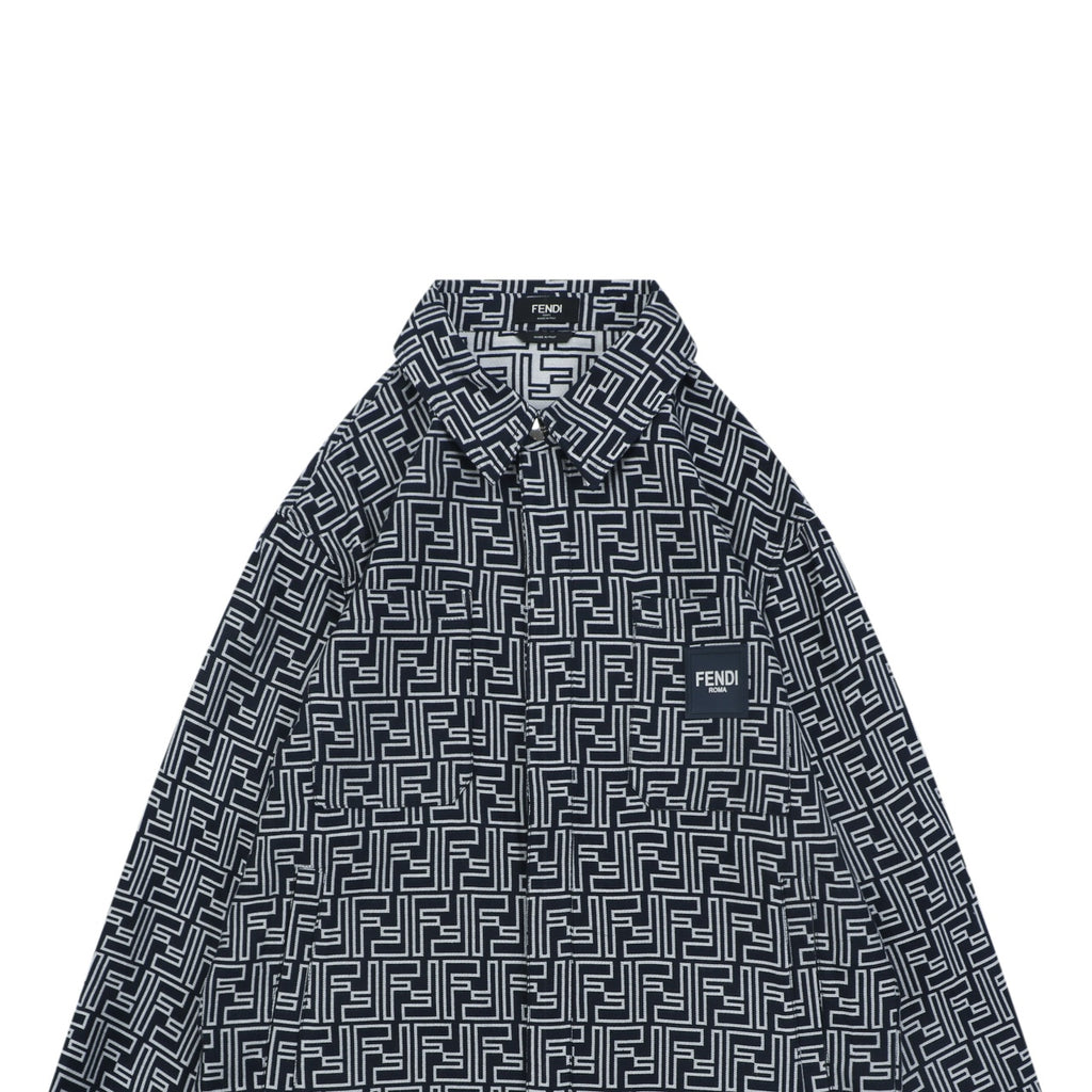 Fendi All-Over FF Monogram Perforated Print Jacket | Black / Cream