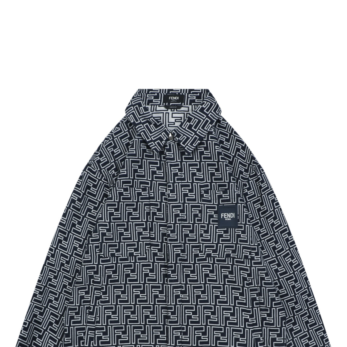 Fendi All-Over FF Monogram Perforated Print Jacket | Black / Cream