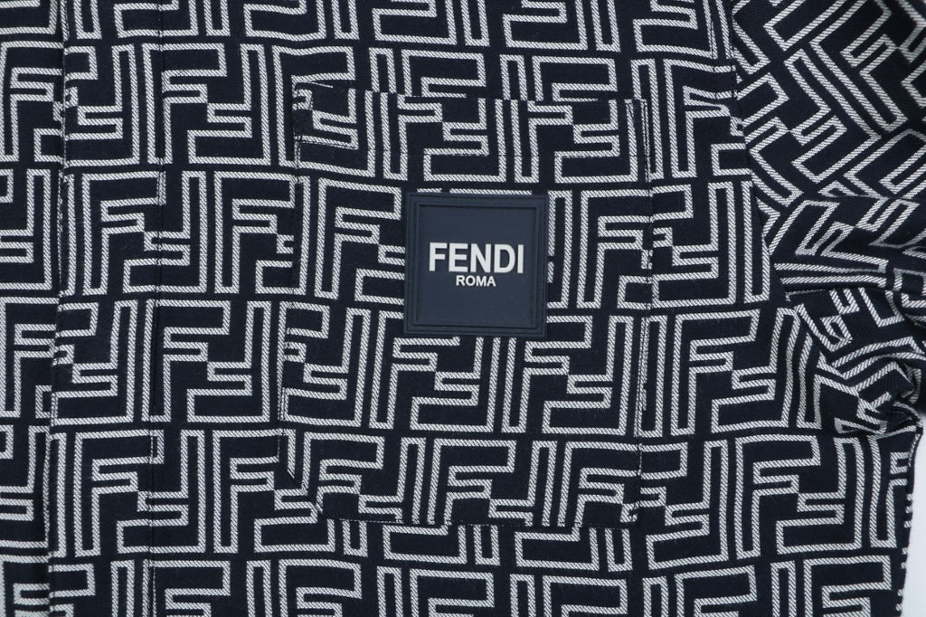 Fendi All-Over FF Monogram Perforated Print Jacket | Black / Cream