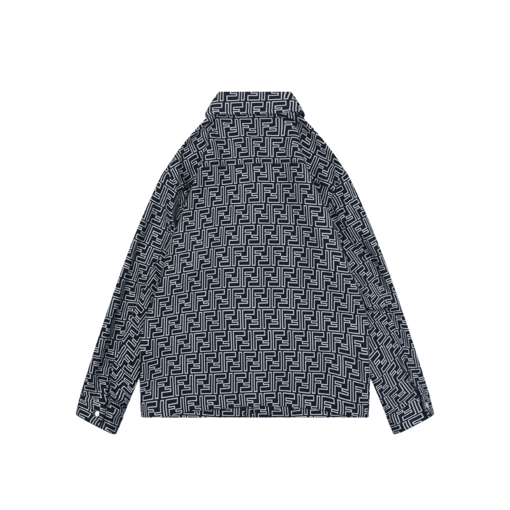 Fendi All-Over FF Monogram Perforated Print Jacket | Black / Cream