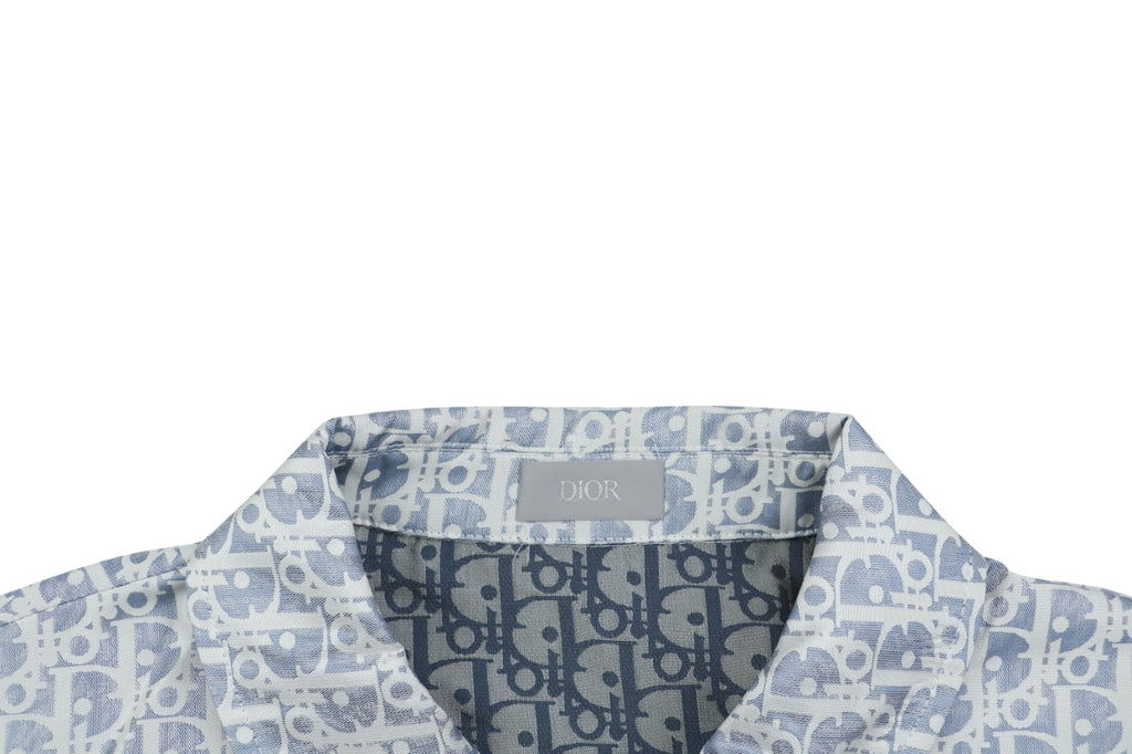 Dior All-Over Oblique Print Bee Emblem Zip Jacket | Grey Blue