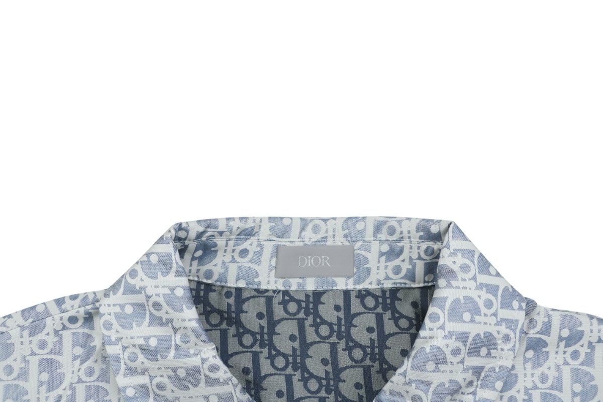 Dior All-Over Oblique Print Bee Emblem Zip Jacket | Grey Blue