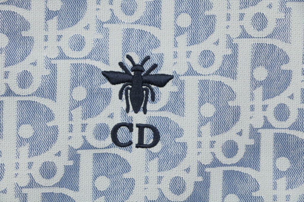 Dior All-Over Oblique Print Bee Emblem Zip Jacket | Grey Blue