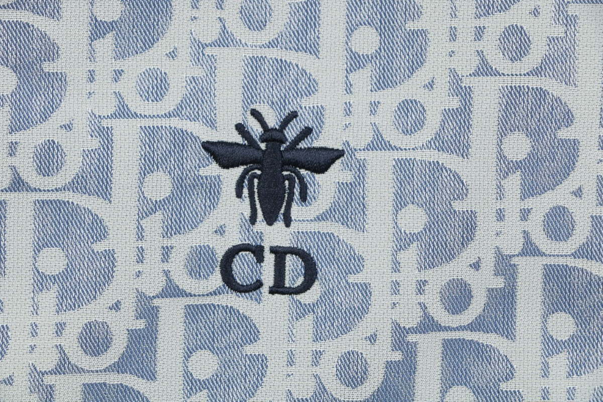 Dior All-Over Oblique Print Bee Emblem Zip Jacket | Grey Blue