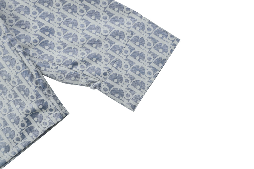 Dior All-Over Oblique Print Bee Emblem Zip Jacket | Grey Blue